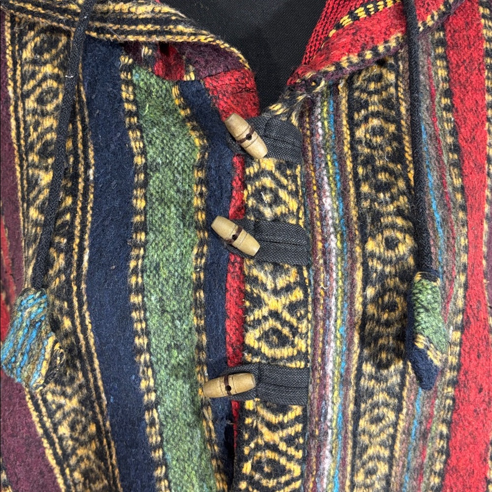 Multicolor Striped Hooded Poncho - Picture 4 of 7